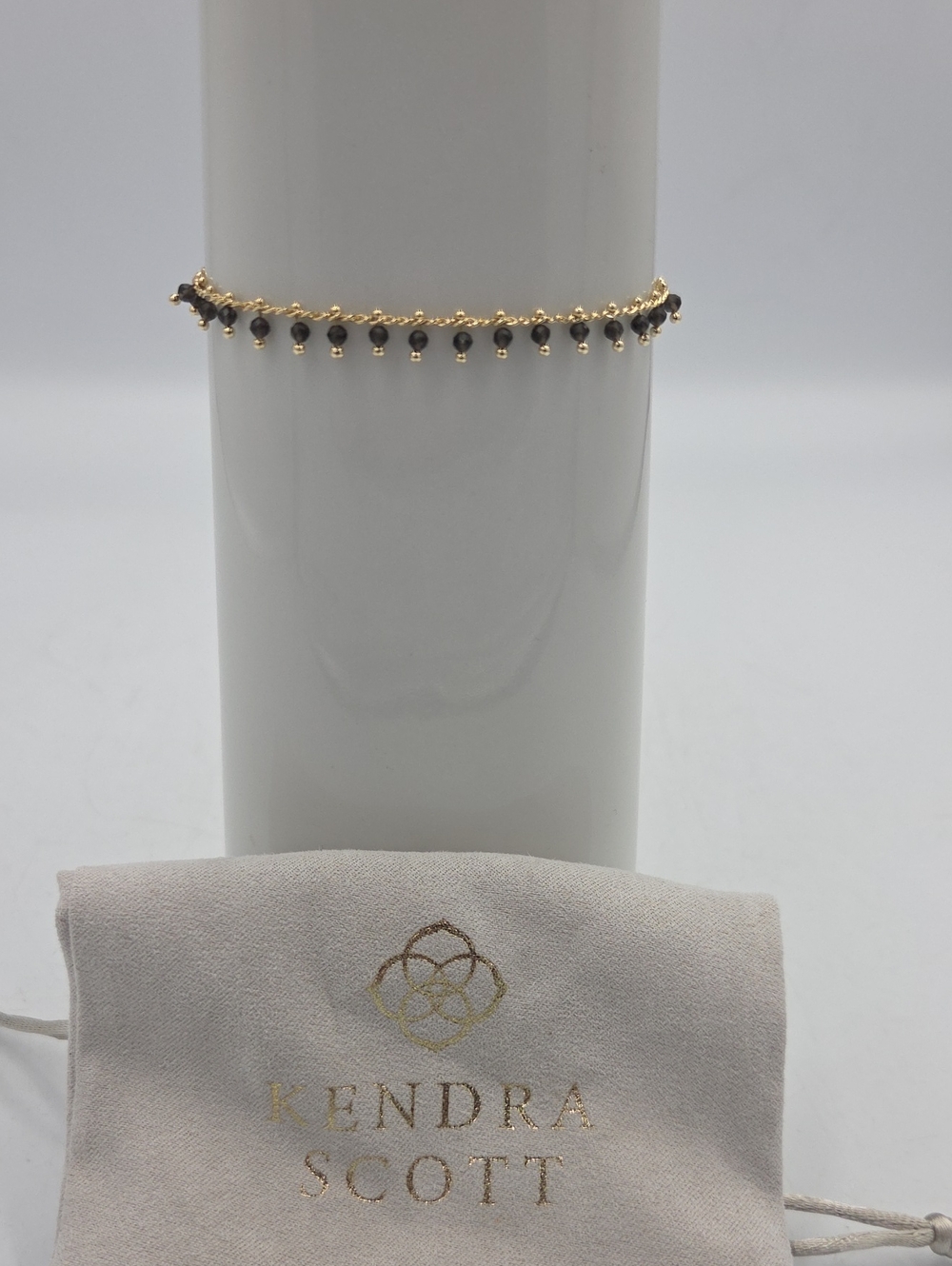 Kendra Scott Jenna Gold Dainty Chain with Black Bead Drops Bracelet